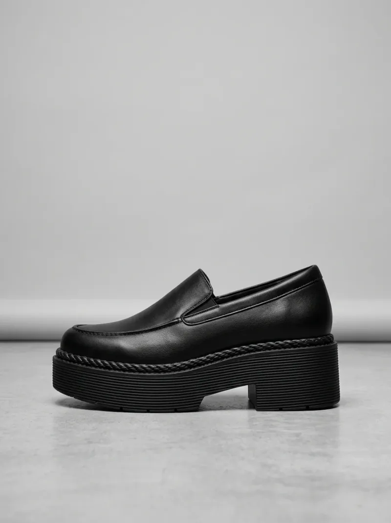 Mocassin cuir véritable semelle compensée femme urbain