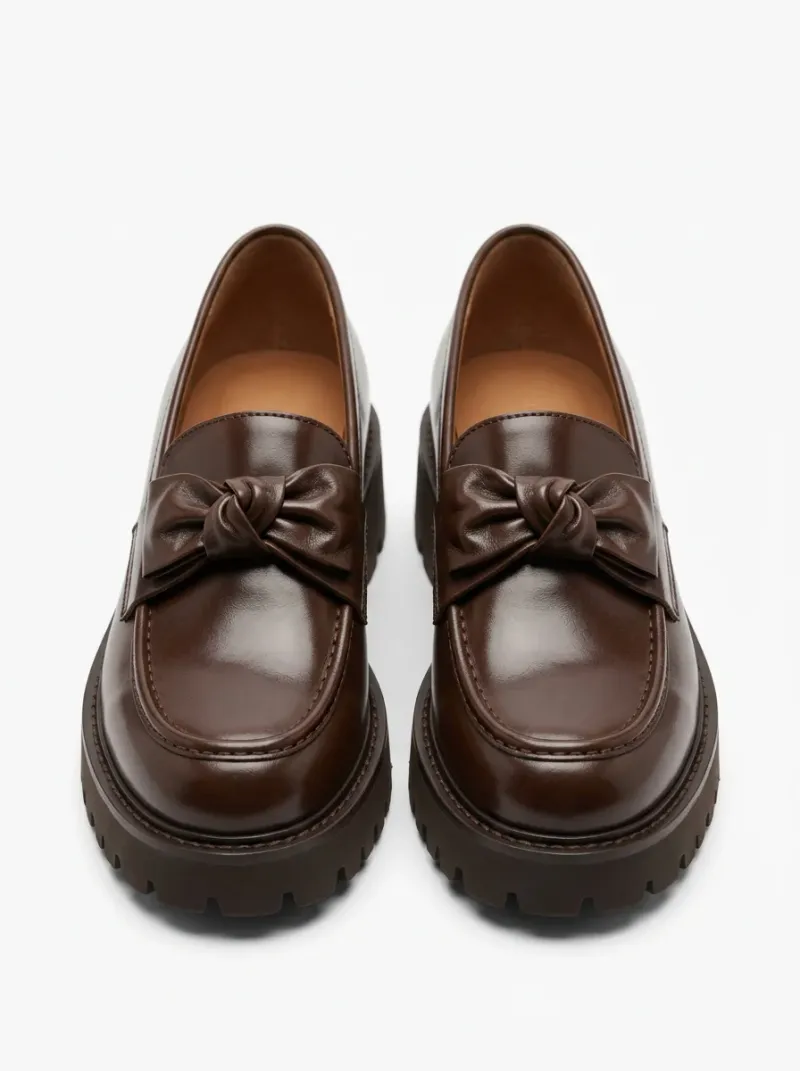 Mocassin cuir plateforme femme talon cranté 6cm