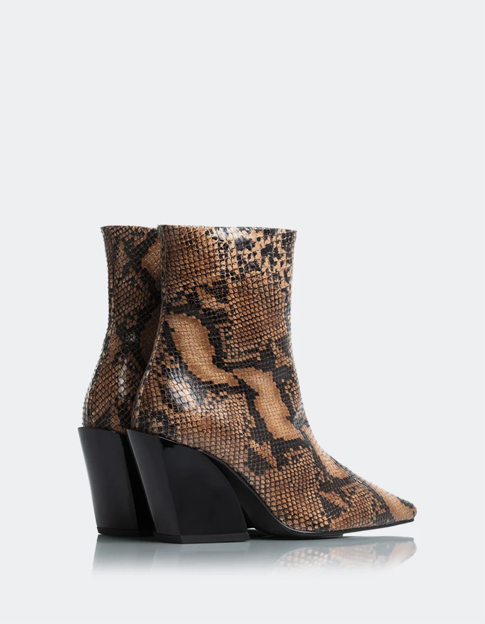 Melibella Tan Snake Boots