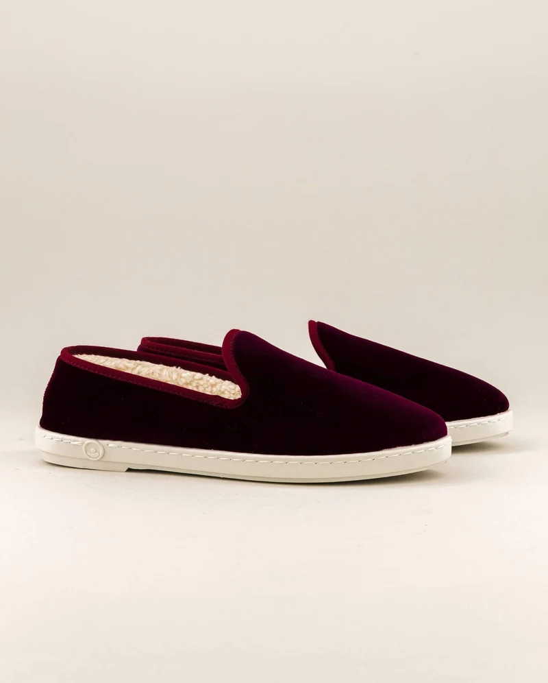 Chausson homme Bruson, velours bordeaux
