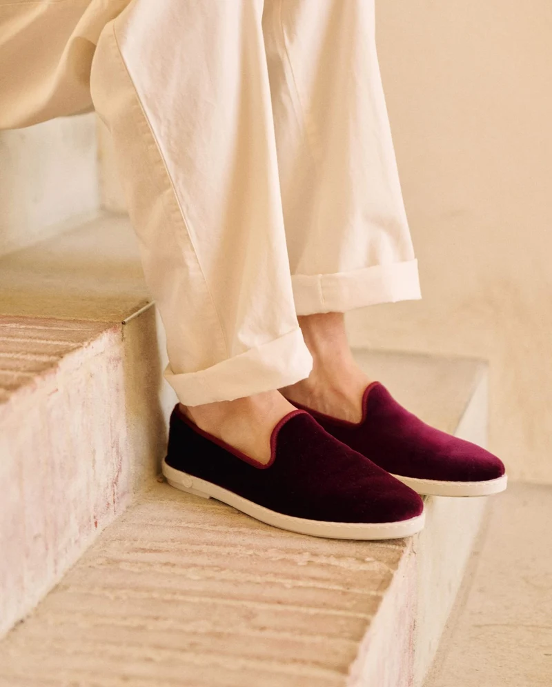 Chausson homme Bruson, velours bordeaux