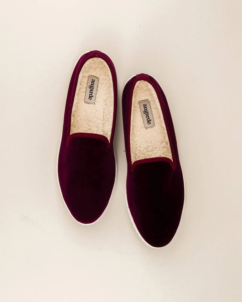 Chausson homme Bruson, velours bordeaux