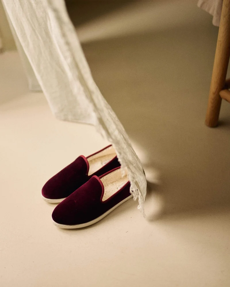 Chausson homme Bruson, velours bordeaux