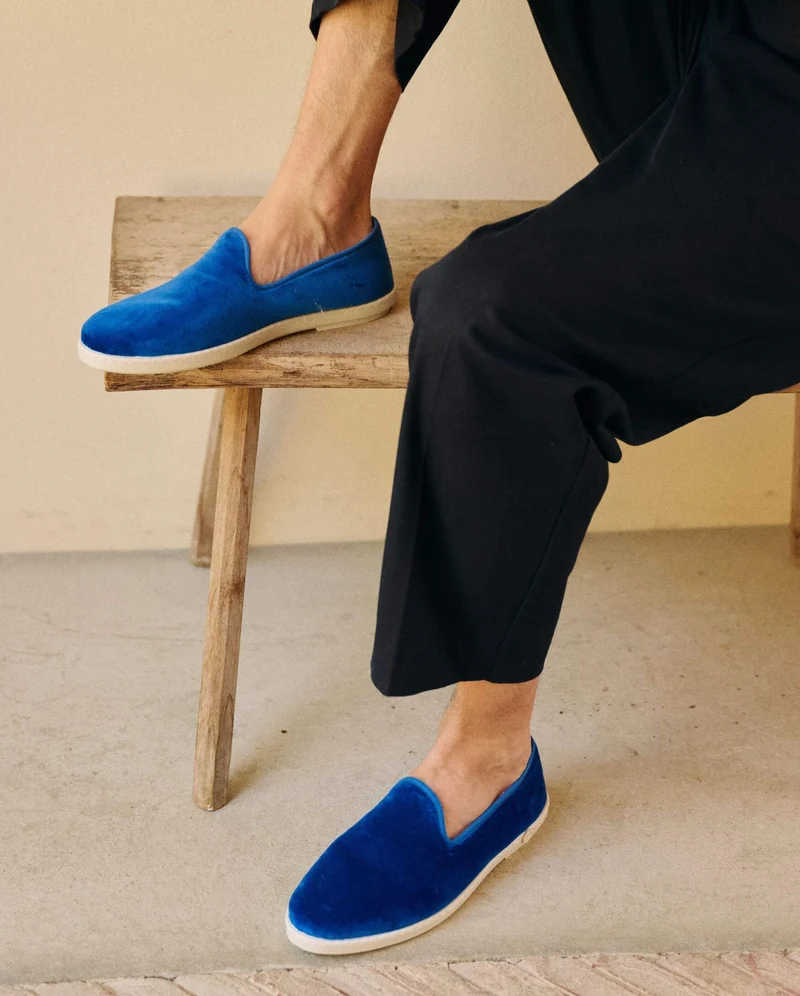 Chausson homme Bruson, velours bleu