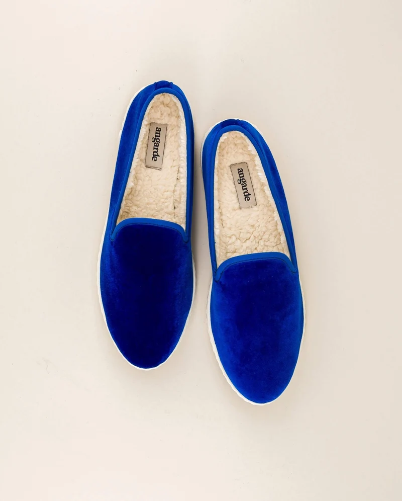 Chausson homme Bruson, velours bleu