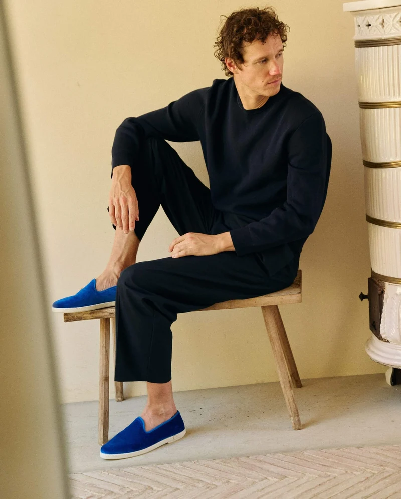 Chausson homme Bruson, velours bleu