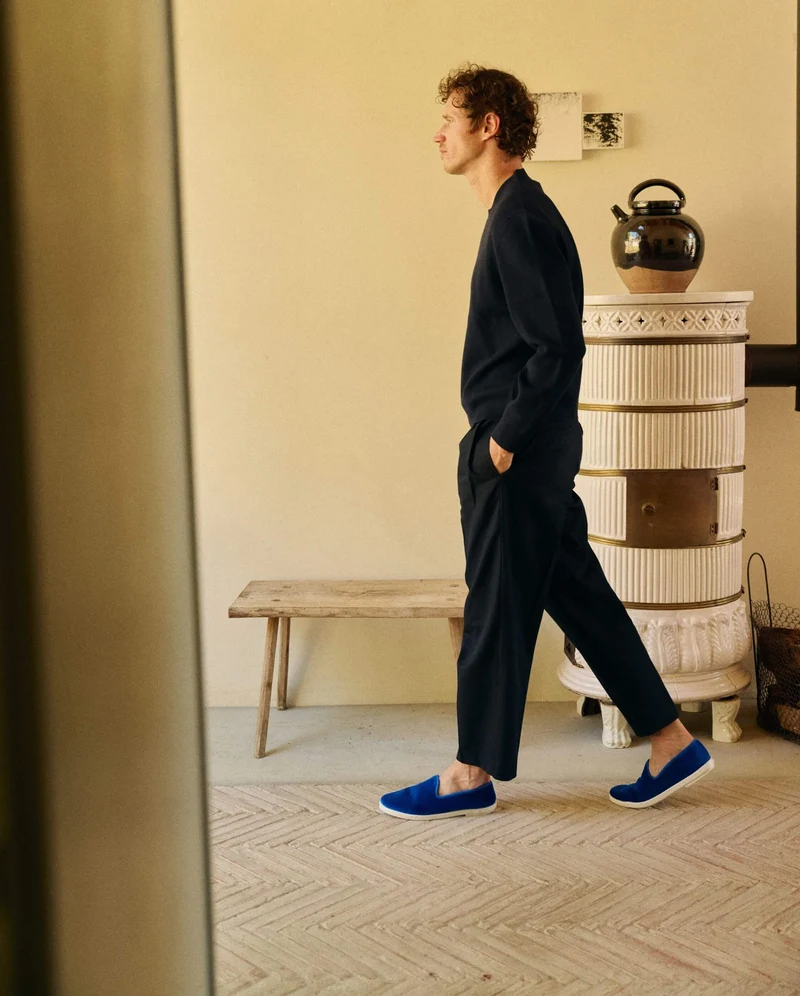 Chausson homme Bruson, velours bleu