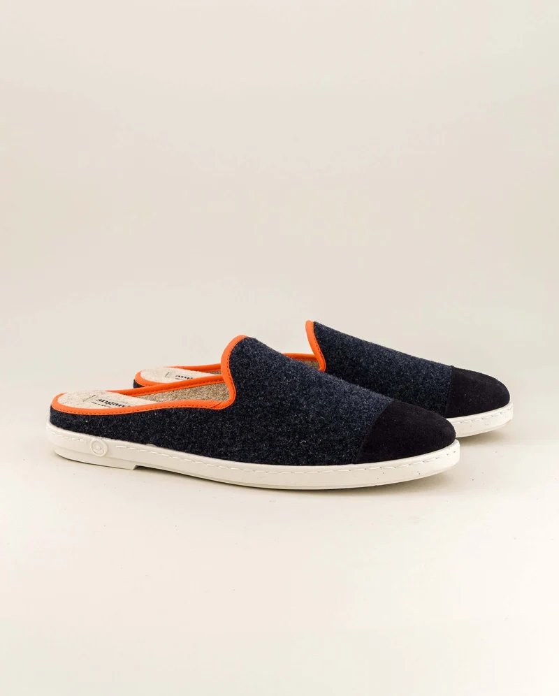 Mule homme Aime, laine marine orange
