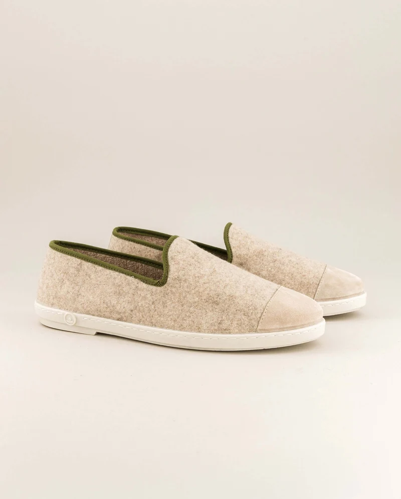 Chausson homme Bruson, laine beige kaki