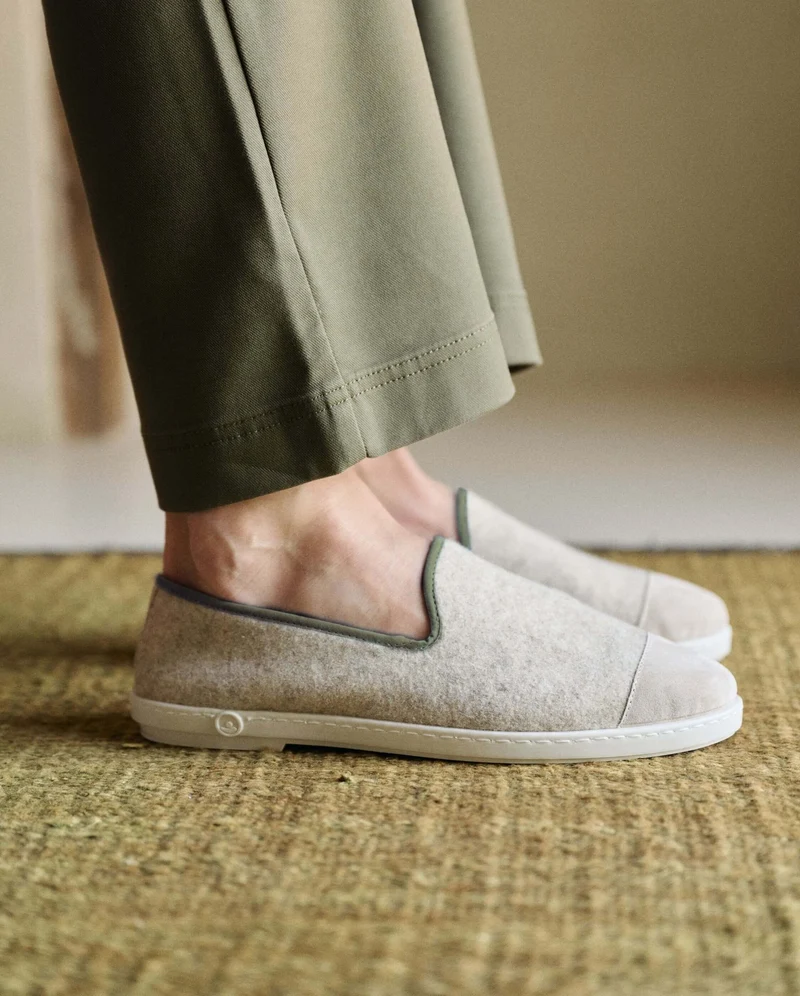 Chausson homme Bruson, laine beige kaki