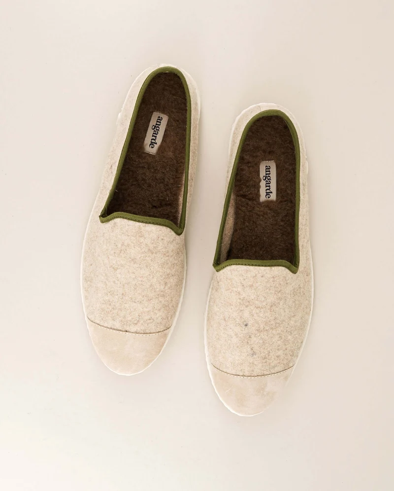 Chausson homme Bruson, laine beige kaki