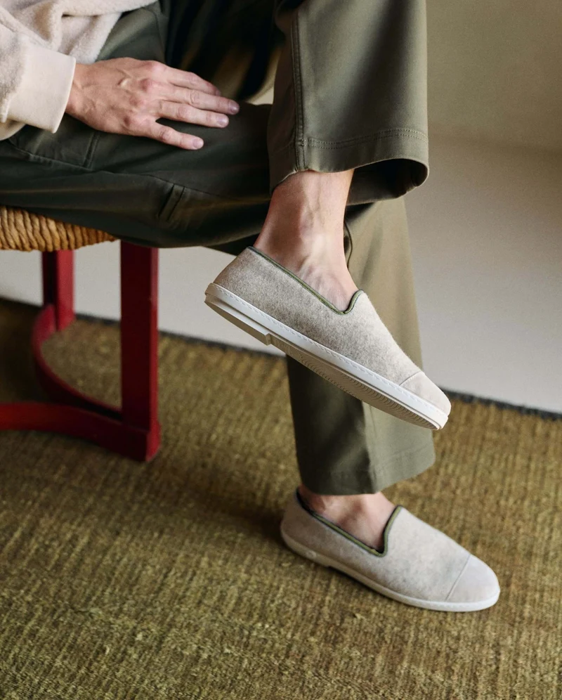 Chausson homme Bruson, laine beige kaki