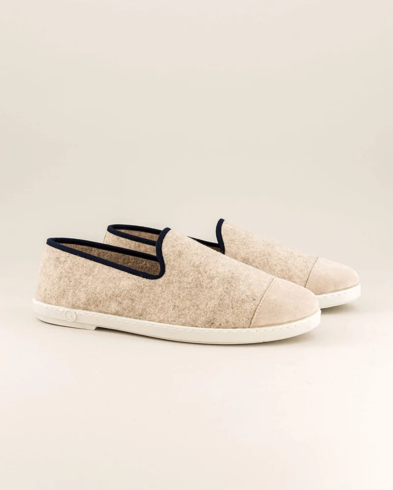Chausson homme Bruson, laine beige nuit