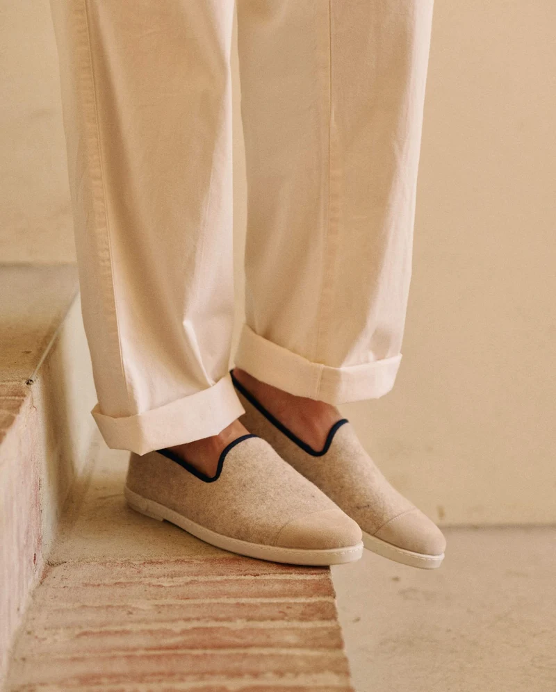 Chausson homme Bruson, laine beige nuit