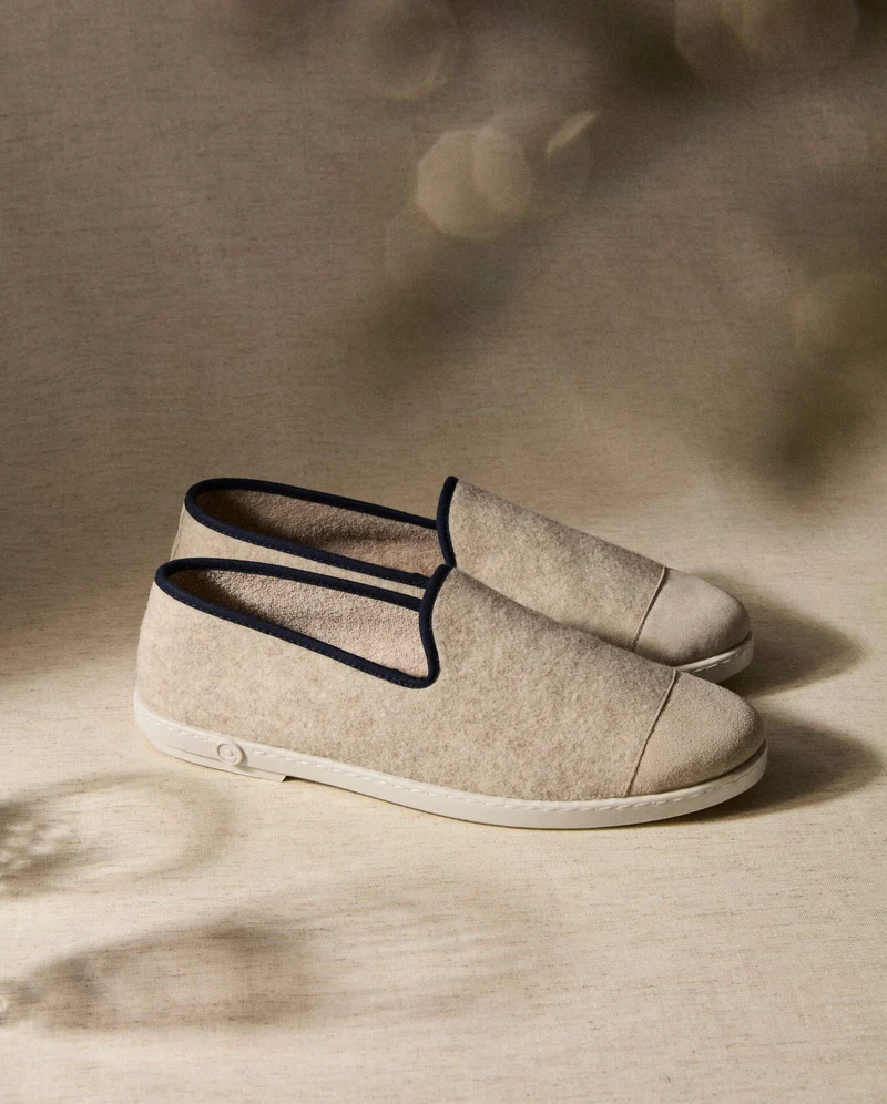 Chausson homme Bruson, laine beige nuit