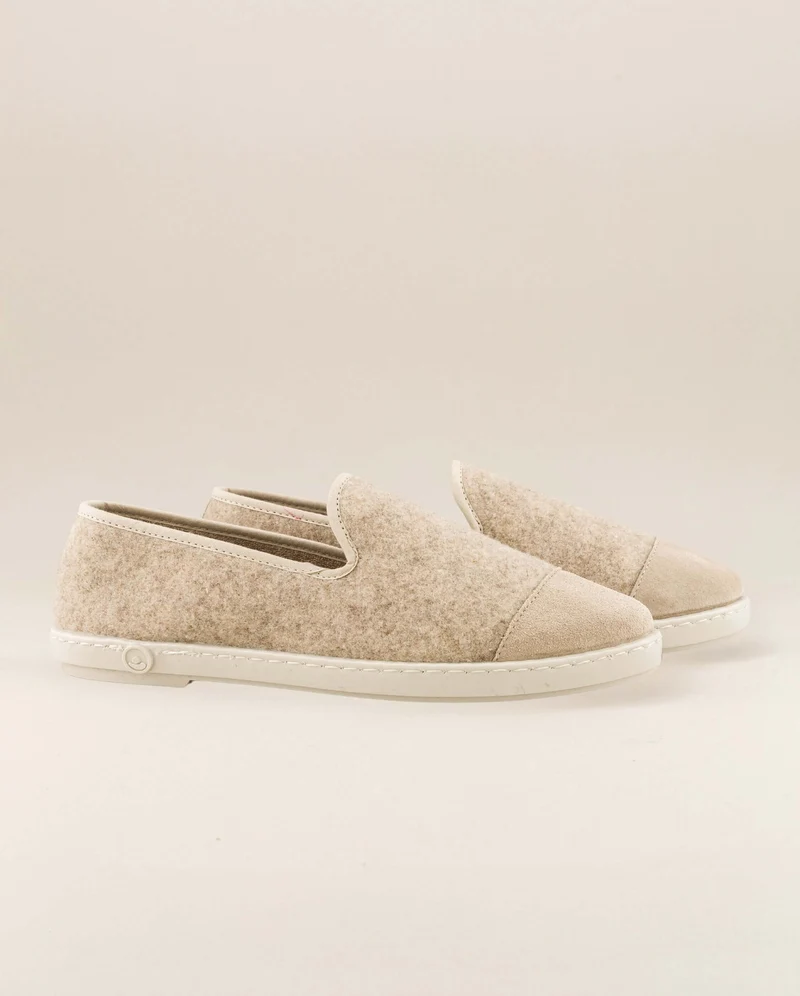 Chausson femme Bruson, laine beige nude