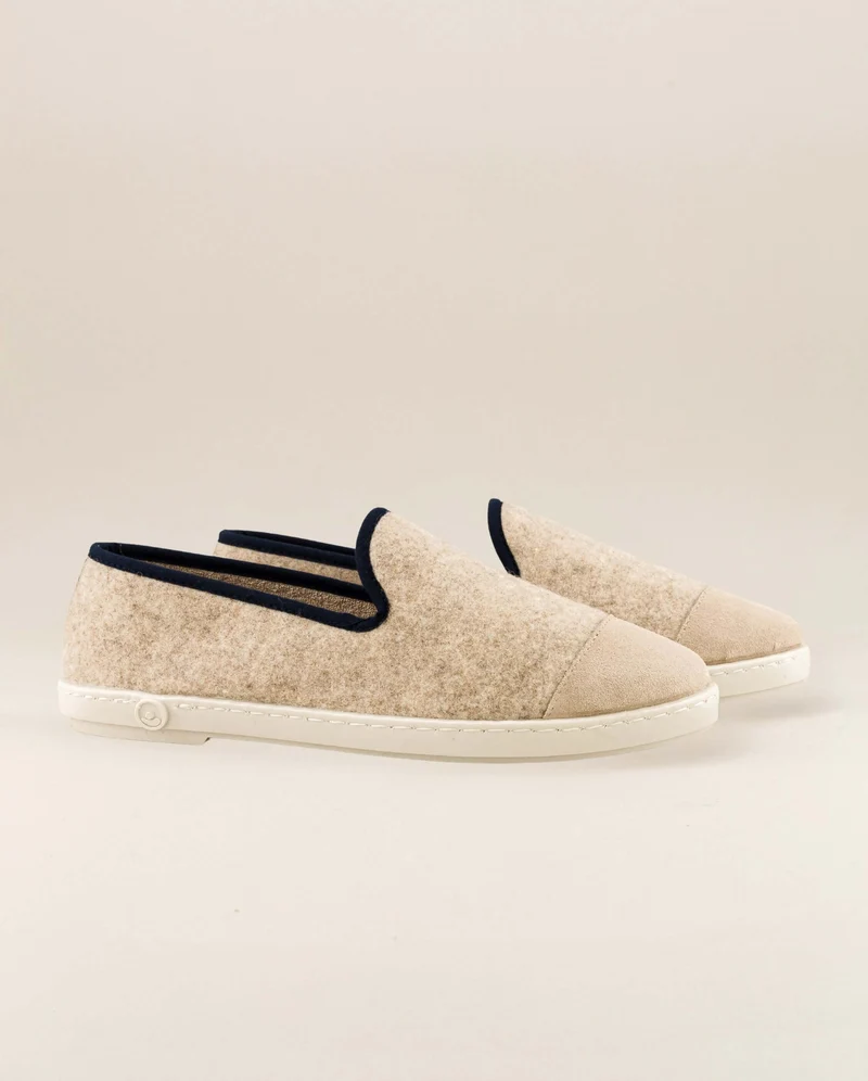 Chausson femme Bruson, laine beige nuit