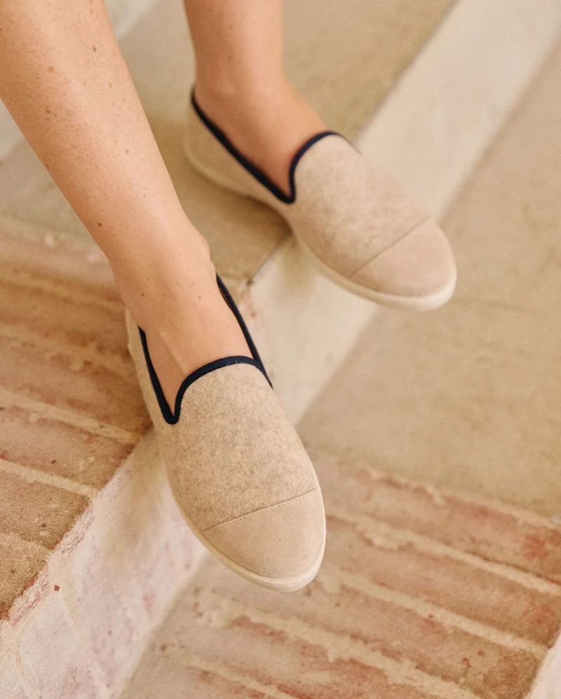 Chausson femme Bruson, laine beige nuit