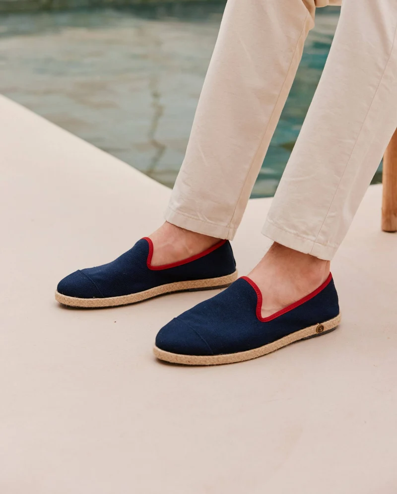 Espadrille homme Cenitz, coton marine rouge