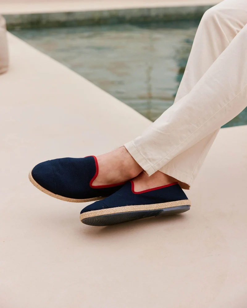 Espadrille homme Cenitz, coton marine rouge