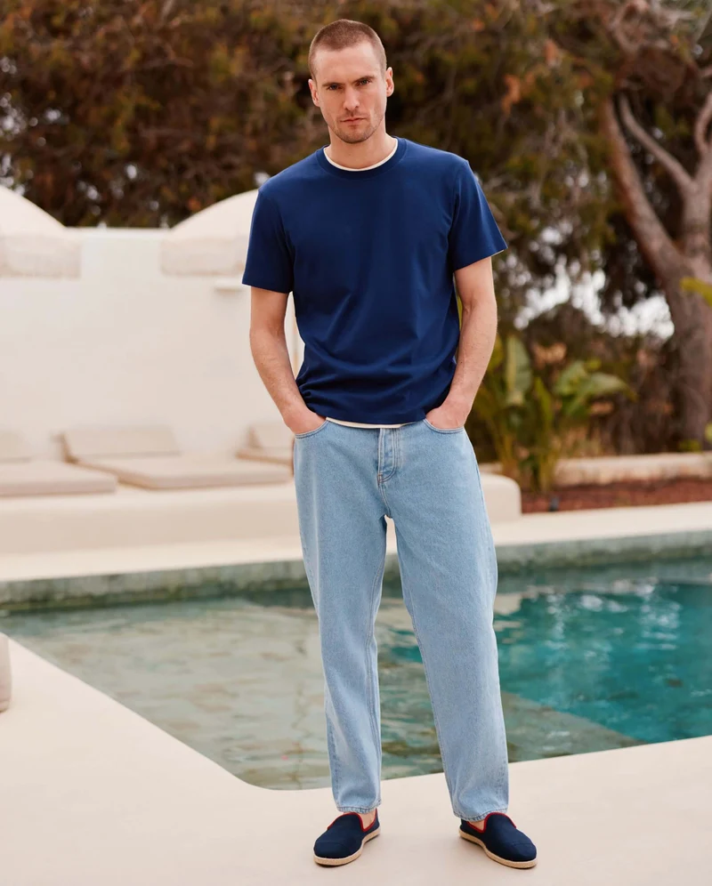 Espadrille homme Cenitz, coton marine rouge