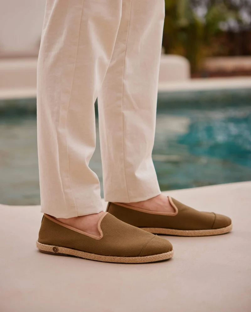 Espadrille homme Cenitz, coton olive beige