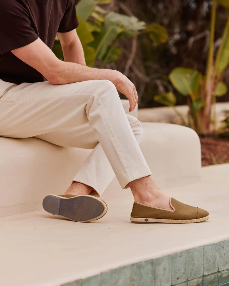 Espadrille homme Cenitz, coton olive beige