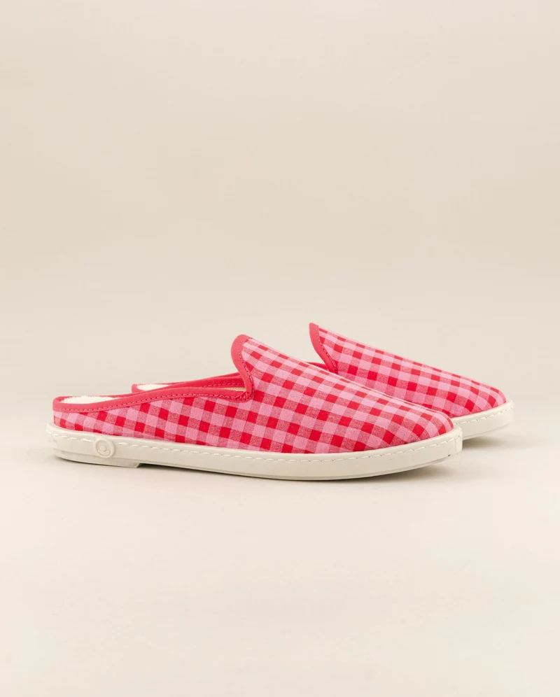 Mule femme Socoa, vichy rouge-rose