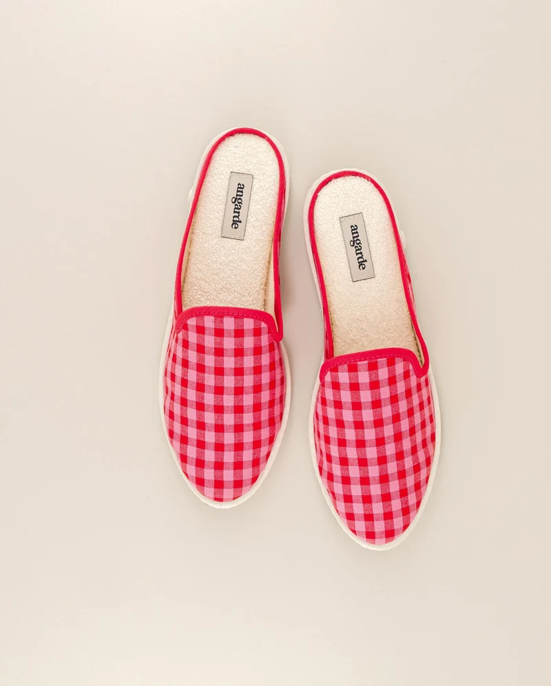 Mule femme Socoa, vichy rouge-rose