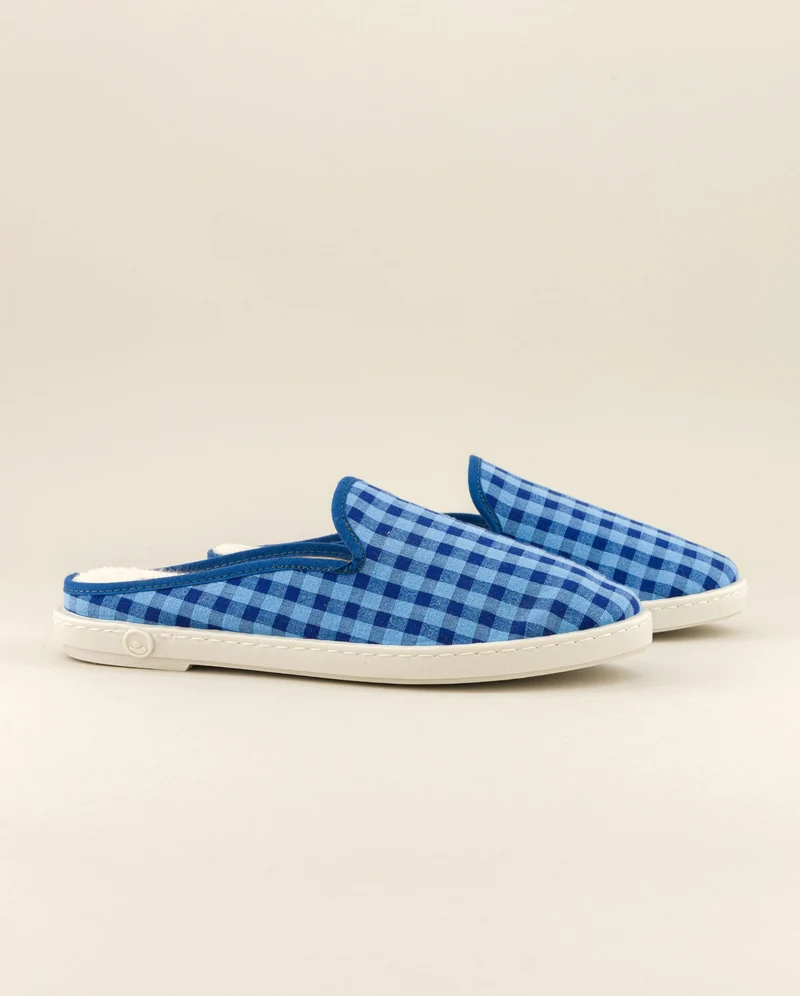 Mule femme Socoa, vichy bleu-océan