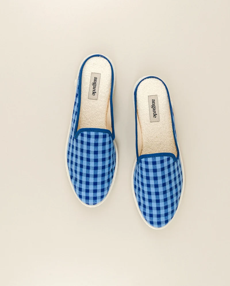 Mule femme Socoa, vichy bleu-océan