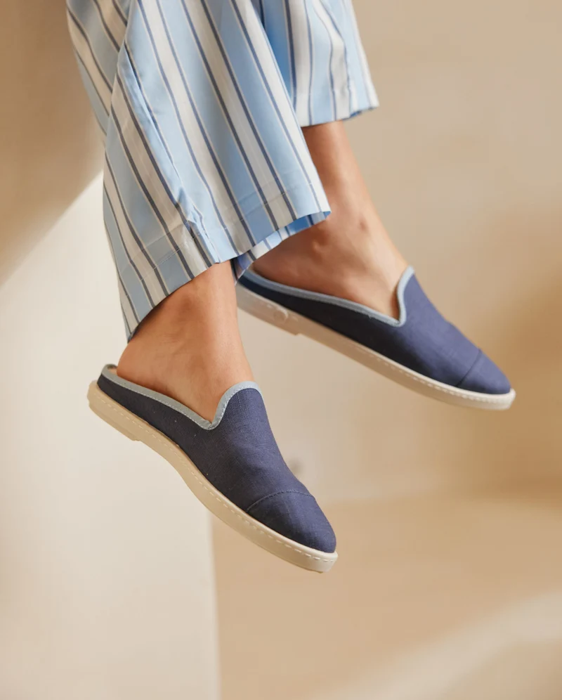 Mule femme Socoa, lin jean ciel