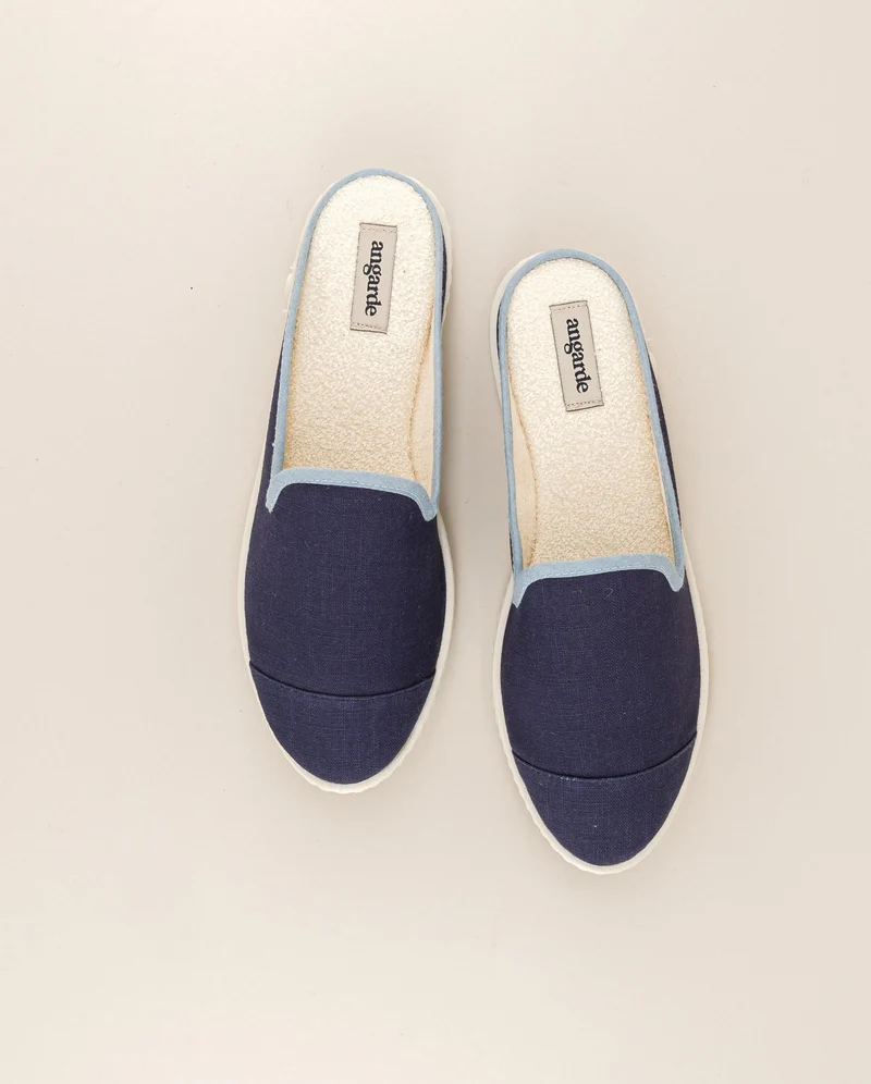 Mule femme Socoa, lin jean ciel
