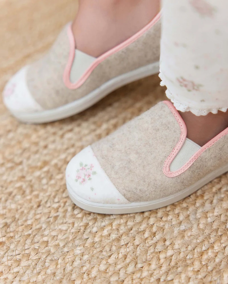 Chausson enfant Bruson, collab' x Tartine et Chocolat fleurs