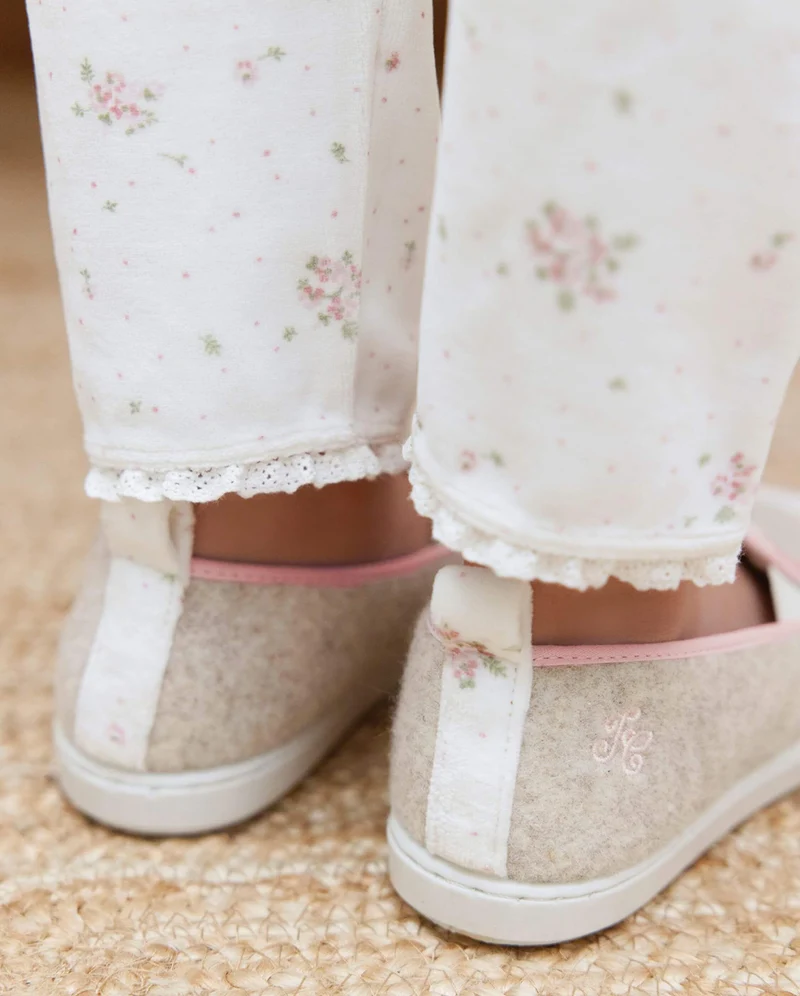 Chausson enfant Bruson, collab' x Tartine et Chocolat fleurs
