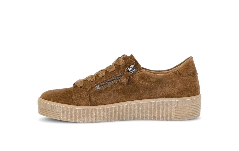 Baskets cognac en cuir velours