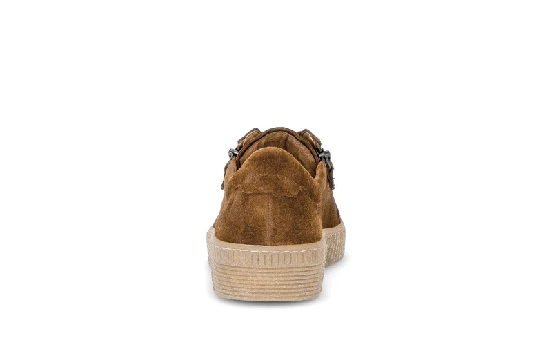 Baskets cognac en cuir velours