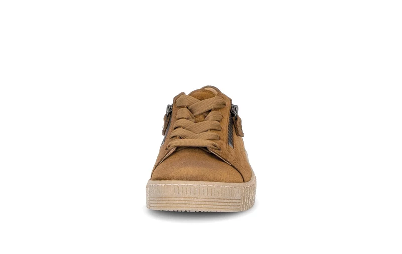 Baskets cognac en cuir velours