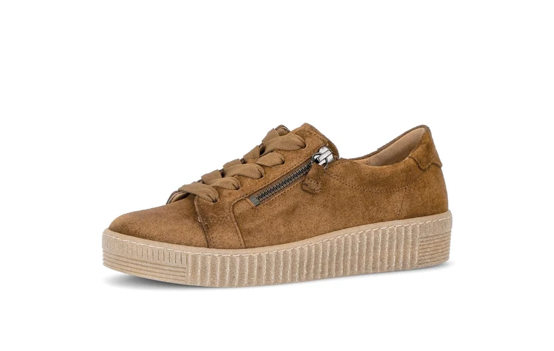 Baskets cognac en cuir velours