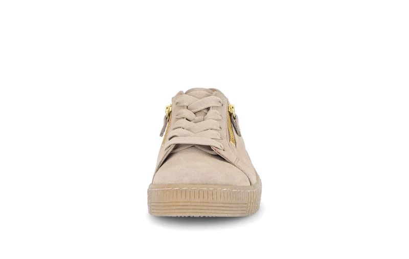 Baskets beiges en cuir velours