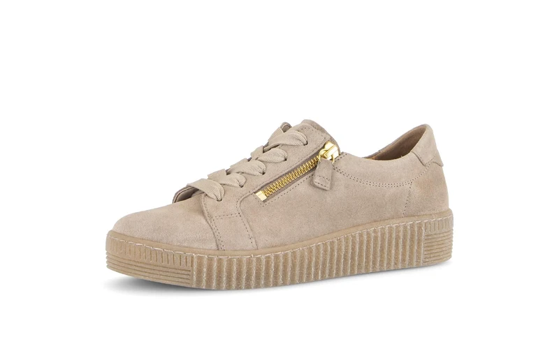 Baskets beiges en cuir velours