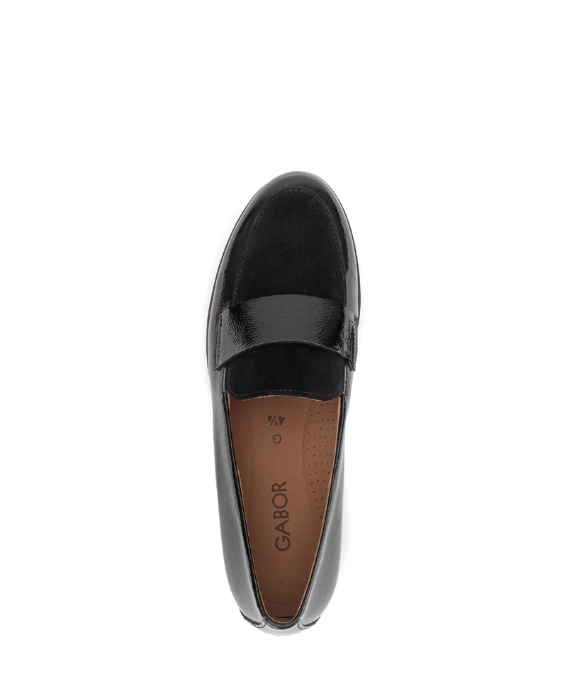 Mocassins noirs en vernis et daim