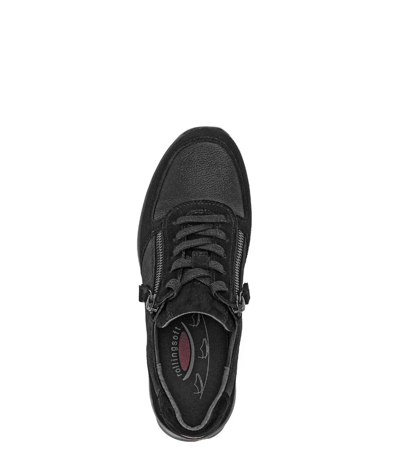 Baskets noires en cuir et textile combinés