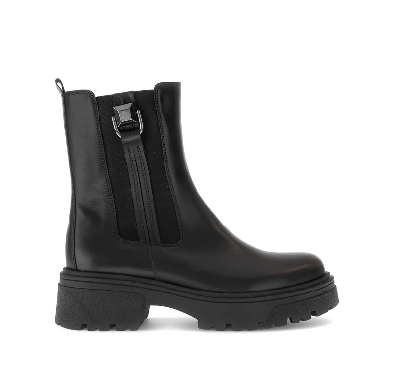 Bottines noires en cuir lisse