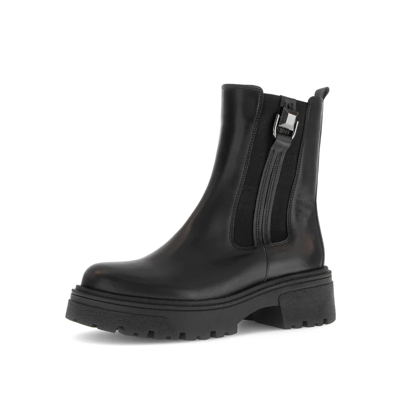 Bottines noires en cuir lisse