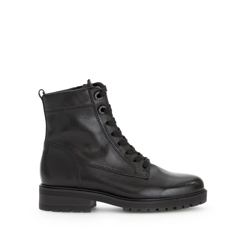 Bottines noires en cuir lisse