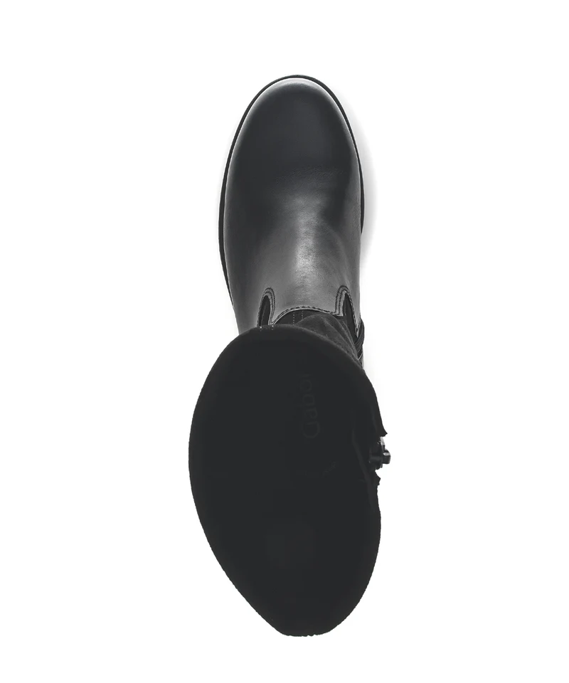 Bottines noires en cuir lisse et en velours