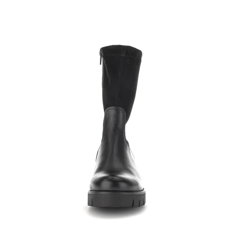 Bottines noires en cuir lisse et en velours