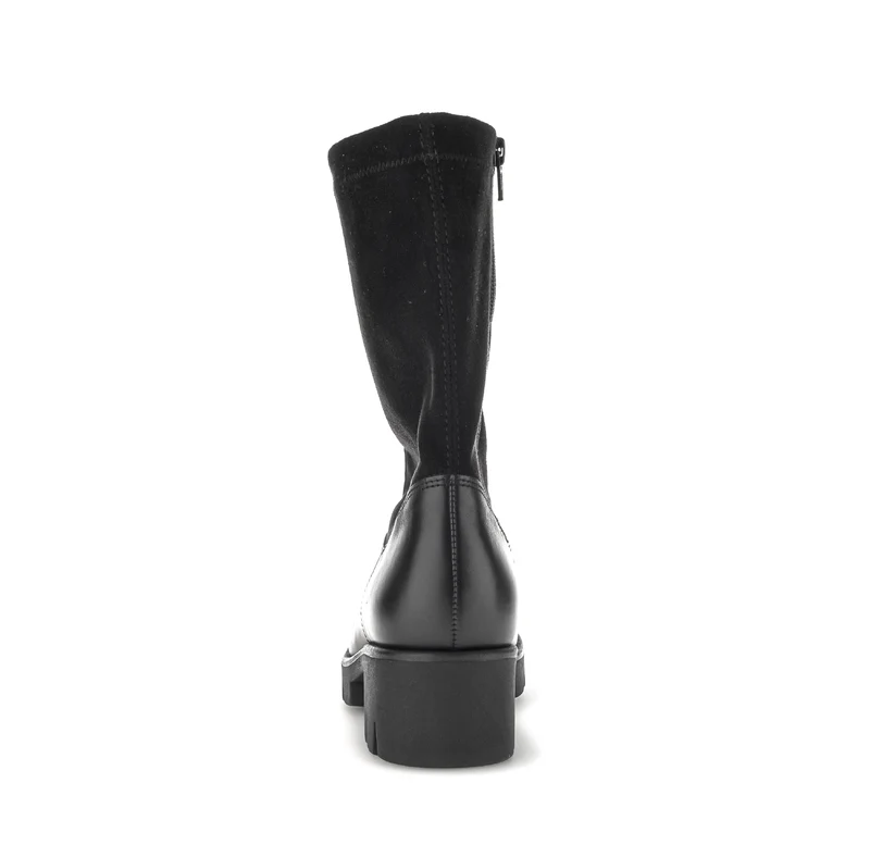 Bottines noires en cuir lisse et en velours