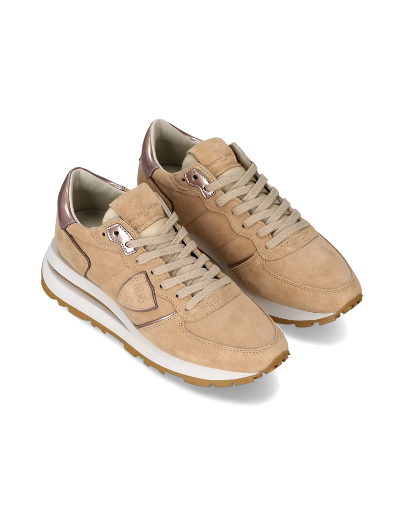 Sneakers Tropez Haute Women with metallic details, Beige